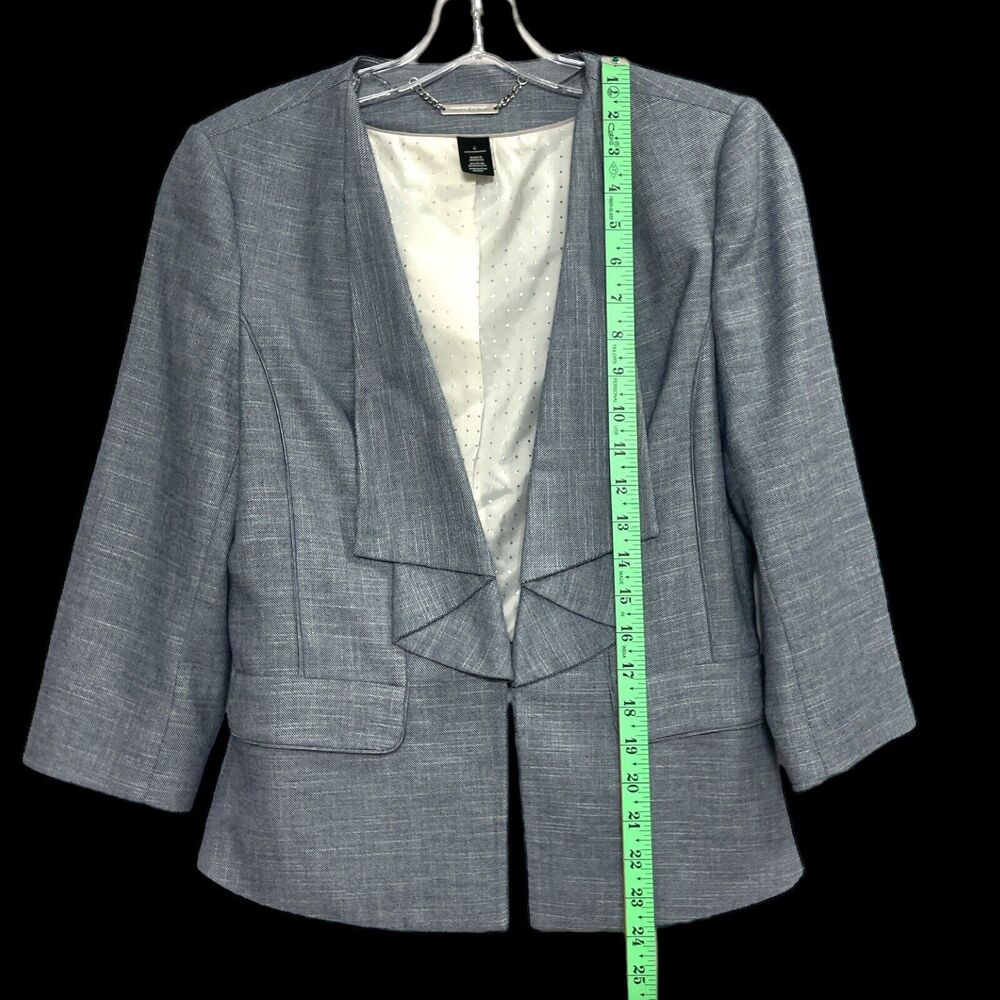 NEW White House Black Drape Ruffle Jacket Blazer ZS/6 - Picture 8 of 9